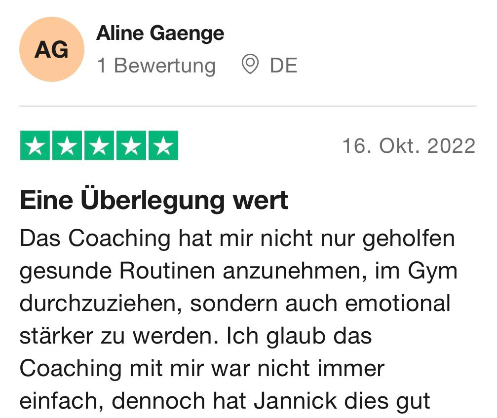 Feedback von Trustpilot zum Fitness-Coaching für Selbstständige und Unternehmer #2